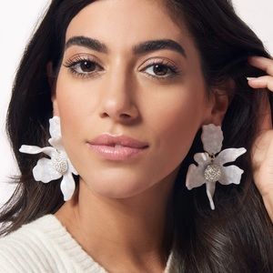 LeLe Sadoughi - MOTHER OF PEARL CRYSTAL LILY EARRINGS - WORN ONCE